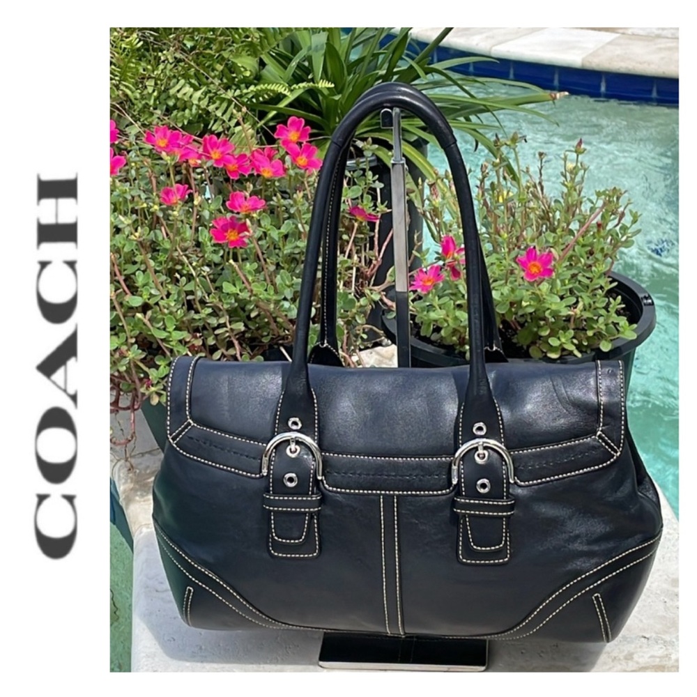Coach Soho Vtg Hampton Shoulder/Handbag Blk Leather Y2K Buckle Hobo. Excellent!